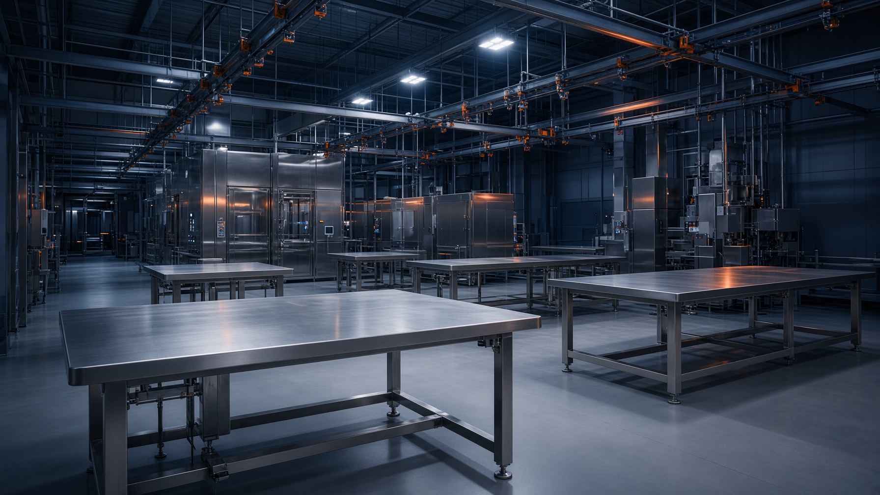 Planta de procesamiento con equipos de acero inoxidable